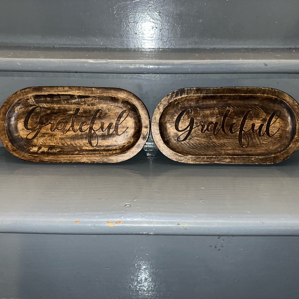 JUST ONE Grateful Wooden Serving Tray - Rustic Brown